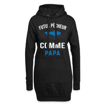 Futur pêcheur comme papa humour cadeau pêcheur - Sweat-shirt à capuche long Femme - noir - Devant
