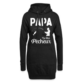 Cadeau Papa Pêcheur Roi de Pêche - Sweat-shirt à capuche long Femme - noir - Devant