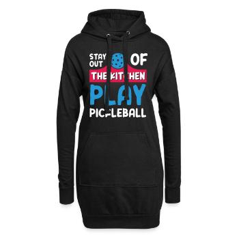 Restez en dehors de la cuisine Jouer au pickleball - Sweat-shirt à capuche long Femme - noir - Devant