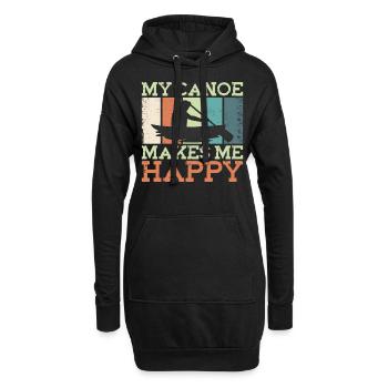 Canoe Canoeing Vintage Retro My - Hoodie-Kleid - Schwarz - Vorne