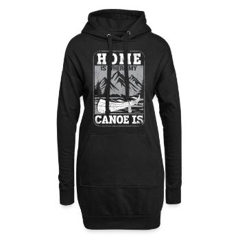 Canoe Canoeing Vintage Home Is - Hoodie-Kleid - Schwarz - Vorne