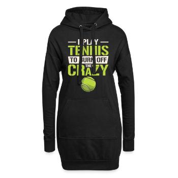 Joueur de tennis Raquette de tennis Balle de tennis - Sweat-shirt à capuche long Femme - noir - Devant
