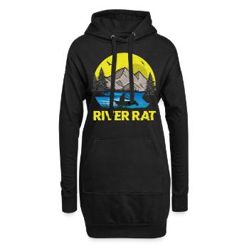 Canoe Canoeing Vintage Retro River - Hoodie-Kleid - Schwarz - Vorne
