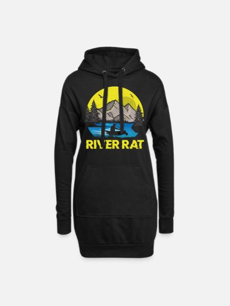 Canoe Canoeing Vintage Retro River - Hoodie-Kleid - Schwarz