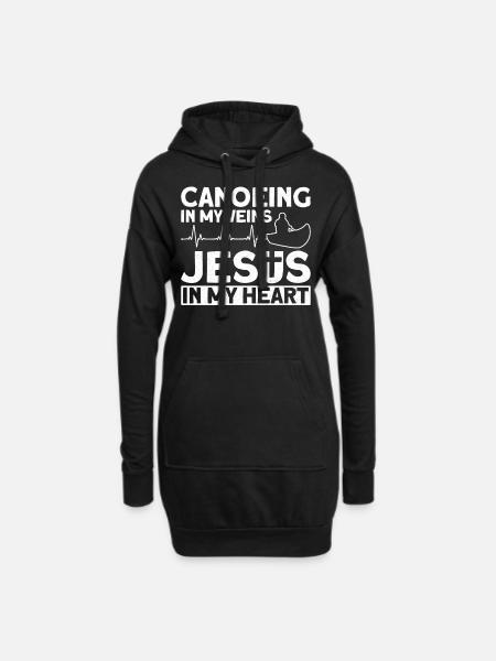Canoe Canoeing Jesus Faith Vintage - Hoodie-Kleid - Schwarz