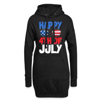 Happy 4th Of July Party US Flag Patriotic Day 4th - Hoodie-Kleid - Schwarz - Vorne