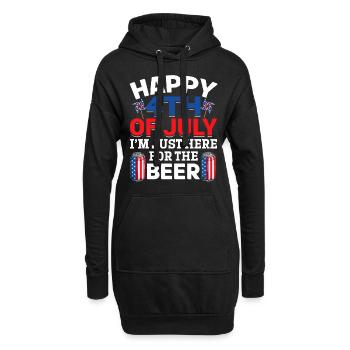Joyeux 4 juillet, je suis juste ici pour la bière - Sweat-shirt à capuche long Femme - noir - Devant