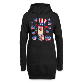 Lama patriotique 4 juillet Parti Lama patriotique - Sweat-shirt à capuche long Femme - noir - Devant