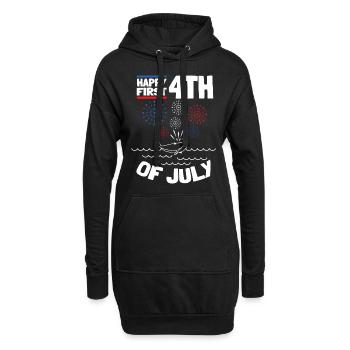 Fête de la fête de grossesse Baby Shower Happy First 4th Of - Sweat-shirt à capuche long Femme - noir - Devant