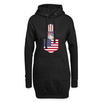 Unicorn Patriotic US Flag Unicorn Pocket 4th of - Hoodie-Kleid - Schwarz - Vorne