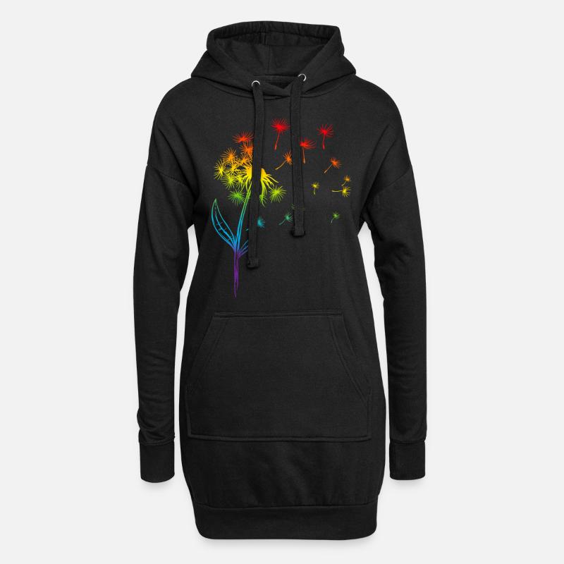 Pusteblume Löwenzahn Regenbogen Pflanze - Hoodie-Kleid - Schwarz
