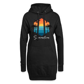 Summertime Sommer Shirt Damen Herren - Hoodie-Kleid - Schwarz - Vorne
