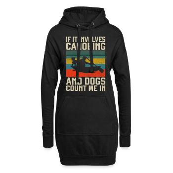 Canoe Canoeing Dog Vintage Retro - Hoodie-Kleid - Schwarz - Vorne