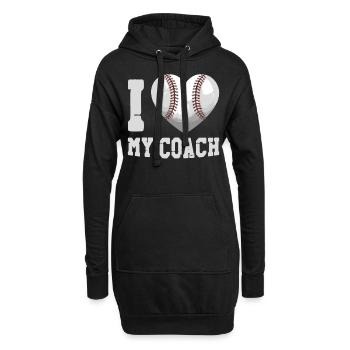 Cœur de fan de baseball J’aime mon entraîneur - Sweat-shirt à capuche long Femme - noir - Devant