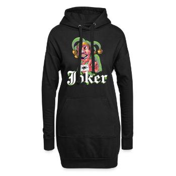 Joker mit Spielkarte - Hoodie-Kleid - Schwarz - Vorne