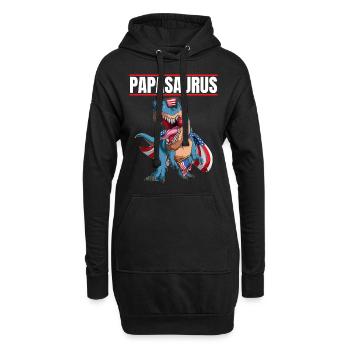 Papasaurus Patriotic Dinosaur Papa avec drapeau Cape - Sweat-shirt à capuche long Femme - noir - Devant