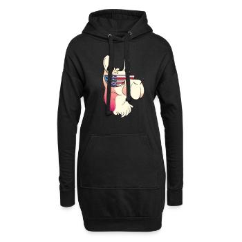 Journée patriotique Lama Drapeau américain 4 juillet Patriotique - Sweat-shirt à capuche long Femme - noir - Devant
