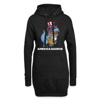 America Saurus Party Dino Patriotic 4th Of July - Hoodie-Kleid - Schwarz - Vorne