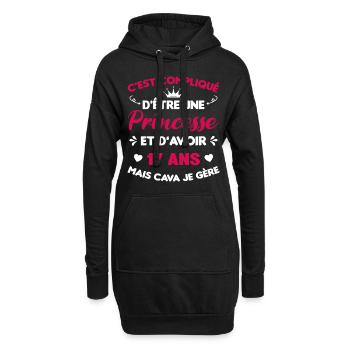 Princesse 17 Ans Anniversaire Idée Cadeau Année - Sweat-shirt à capuche long Femme - noir - Devant