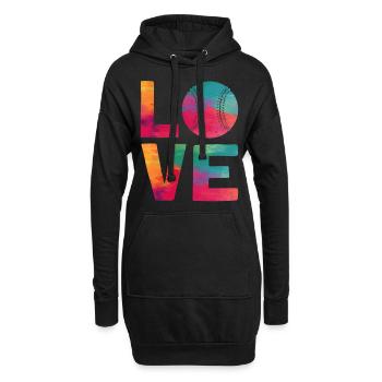 Baseball Fan Watercolor Love - Hoodie-Kleid - Schwarz - Vorne