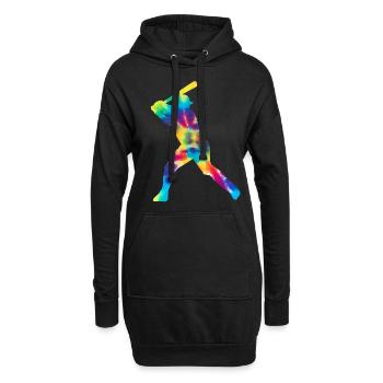 Baseball Fan Tie Dye Batter - Hoodie-Kleid - Schwarz - Vorne