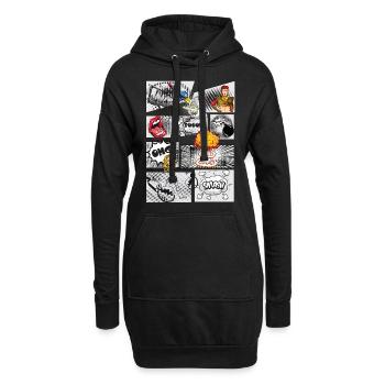 Comic Stil - Hoodie-Kleid - Schwarz - Vorne