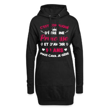 Je Suis Une Princesse Et J'ai 10 Ans Cadeau Humour - Sweat-shirt à capuche long Femme - noir - Devant