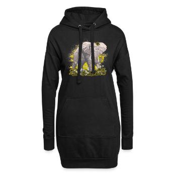Elefant Elefanten Elephant Rüsseltier Zoo Zirkus - Hoodie-Kleid - Schwarz - Vorne