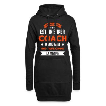 On Sait Qu'on Est Un Super Coach - Sweat-shirt à capuche long Femme - noir - Devant