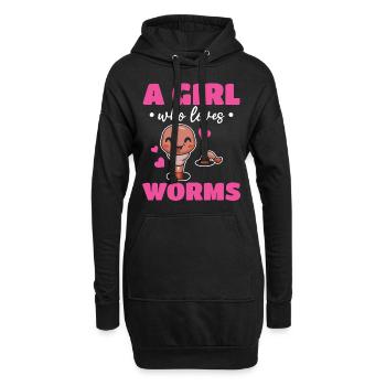 Compost Worm Cute Worm - Ein Mädchen, das Würmer - Hoodie-Kleid - Schwarz - Vorne