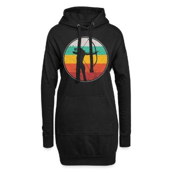Archery Bow Archer Girl Retro - Hoodie-Kleid - Schwarz - Vorne