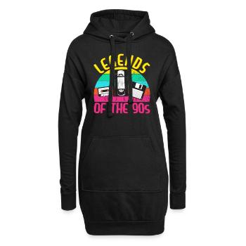 90er Jahre Outfit Party 90s Mottoparty Kassette - Hoodie-Kleid - Schwarz - Vorne