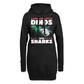 Dinosaurier Great White Shark Ein Junge, der Dinos - Hoodie-Kleid - Schwarz - Vorne