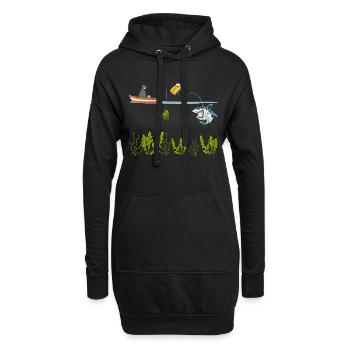 Lustiger Angelhai Fischer Great White Shark - Hoodie-Kleid - Schwarz - Vorne