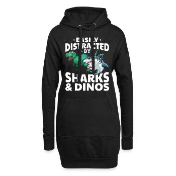 Great White Shark Dino Ich werde leicht von Haien - Hoodie-Kleid - Schwarz - Vorne