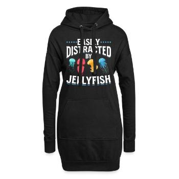Méduses, que j’ai facilement distraites des méduses - Sweat-shirt à capuche long Femme - noir - Devant