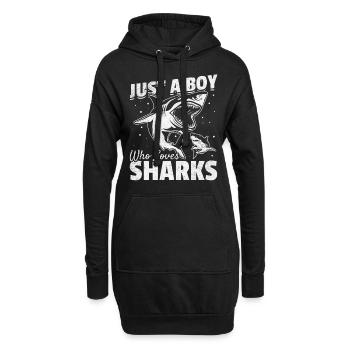Great White Shark Sharkfish Ich bin nur ein Junge, - Hoodie-Kleid - Schwarz - Vorne