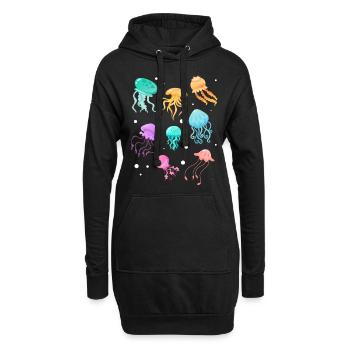 Quallen Schwimmen Quallen Quallen Quallen - Hoodie-Kleid - Schwarz - Vorne