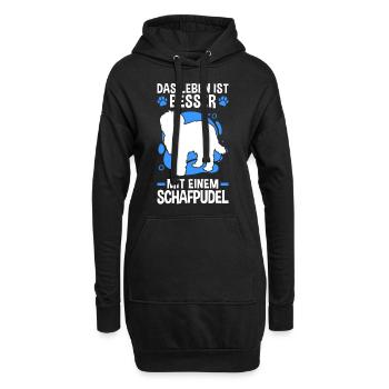Leben mit Schafpudel zotthaariger Hütepudel - Hoodie-Kleid - Schwarz - Vorne