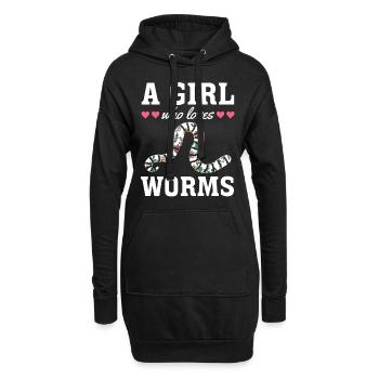 Nette Wurmliebhaber Mädchen Ich Ein Mädchen, das - Hoodie-Kleid - Schwarz - Vorne