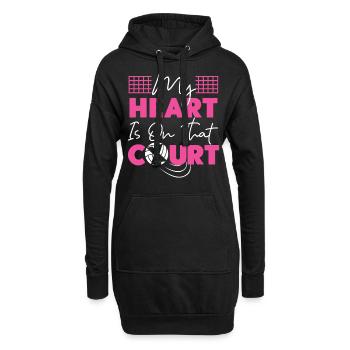 Équipe de volley-ball Mon cœur est - Sweat-shirt à capuche long Femme - noir - Devant