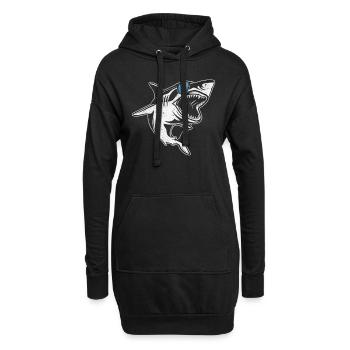 Sharkfish Grand requin blanc avec lunettes de soleil - Sweat-shirt à capuche long Femme - noir - Devant
