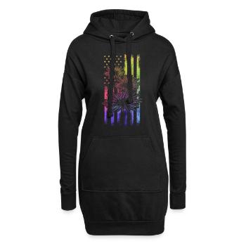 Seeigel US-Flagge Meerestier Amerikanische Flagge - Hoodie-Kleid - Schwarz - Vorne