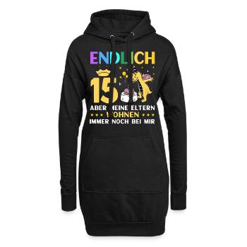 Endlich 15 Meine Eltern Wohnen Immer Noch Bei Mir - Hoodie-Kleid - Schwarz - Vorne