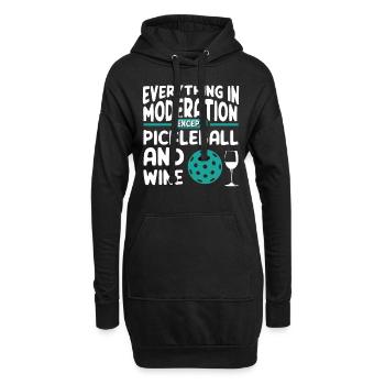 Drôle de vin et de pickleball - Sweat-shirt à capuche long Femme - noir - Devant