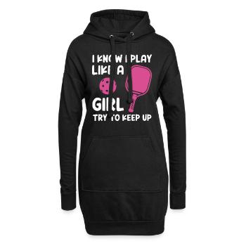 Je sais que je joue comme une fille essayer de suivre - Sweat-shirt à capuche long Femme - noir - Devant