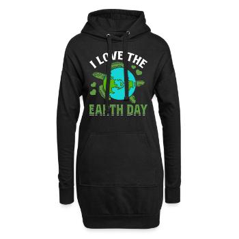 Environnement Tortue Jour de la Terre J’adore le Jour de la Terre - Sweat-shirt à capuche long Femme - noir - Devant