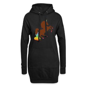 Einhorn Regenbogen - Hoodie-Kleid - Schwarz - Vorne
