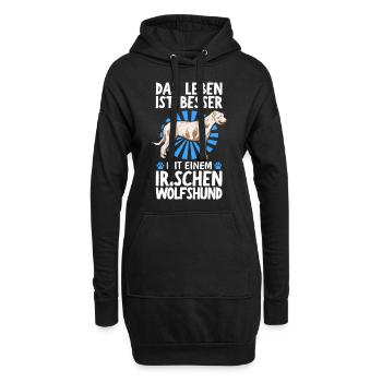 Das Leben ist besser mit Irischer Wolfshund - Hoodie-Kleid - Schwarz - Vorne
