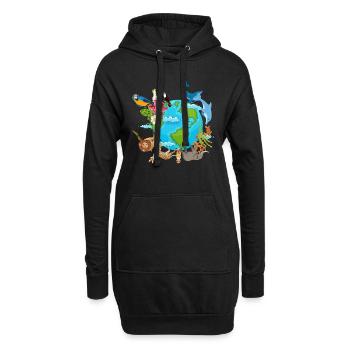 Journée des animaux Sauver les animaux Terre Amoureux des animaux - Sweat-shirt à capuche long Femme - noir - Devant